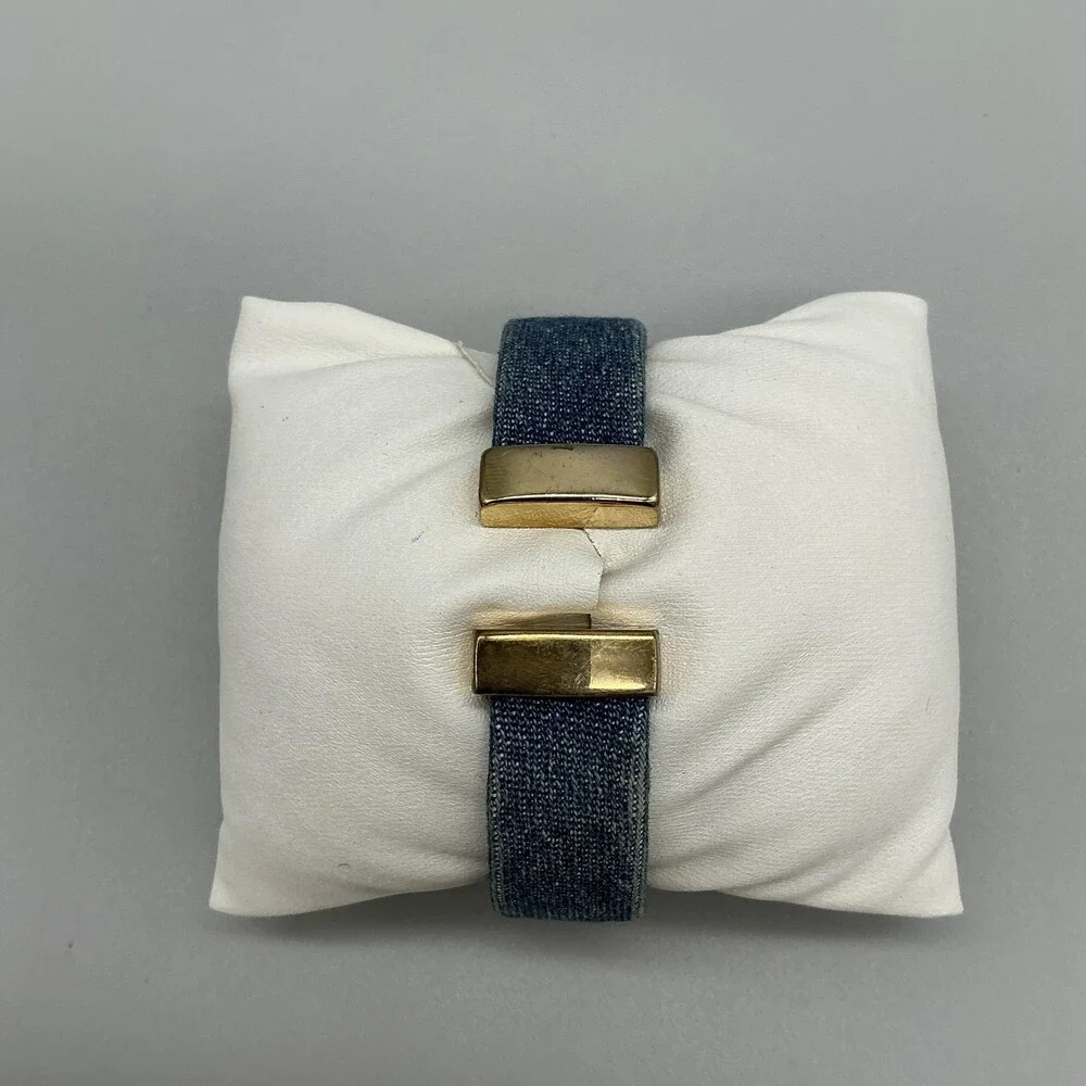 Joan Rivers Classics Womens Watch 36mm Blue Dial Gold Tone Denim New Battery